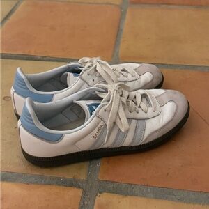 White and Blue Samba Sneakers